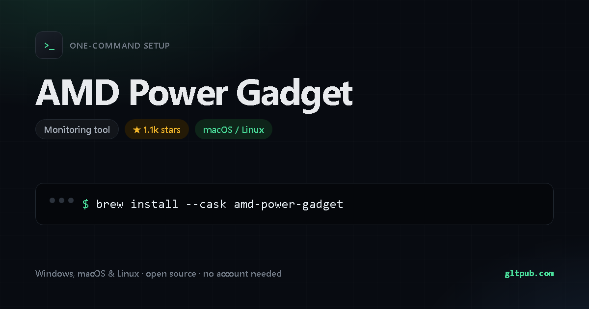 AMD Power Gadget one-command setup card, monitoring tool, for macOS and Linux, 1.1k stars on the project's repository