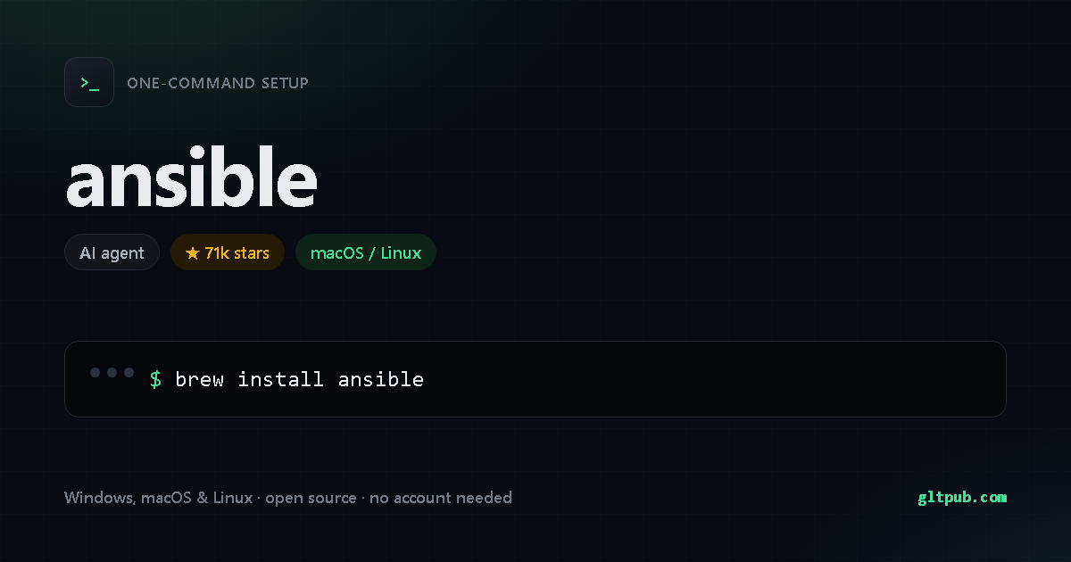 ansible one-command setup card, ai agent, for macOS and Linux, 71k stars on the project's repository