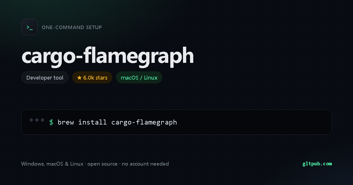 cargo-flamegraph one-command setup card, developer tool, for macOS and Linux, 6.0k stars on the project's repository