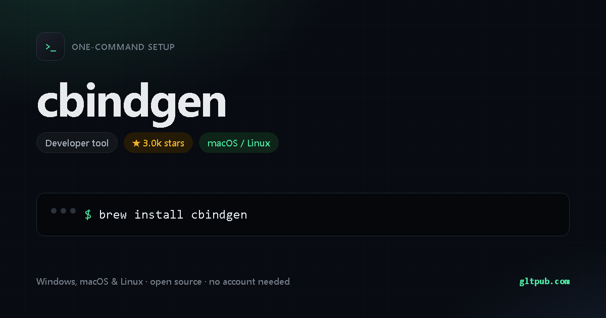 cbindgen one-command setup card, developer tool, for macOS and Linux, 3.0k stars on the project's repository