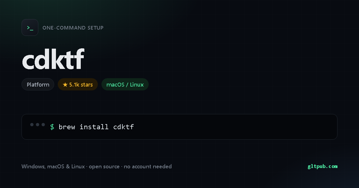 cdktf one-command setup card, platform, for macOS and Linux, 5.1k stars on the project's repository