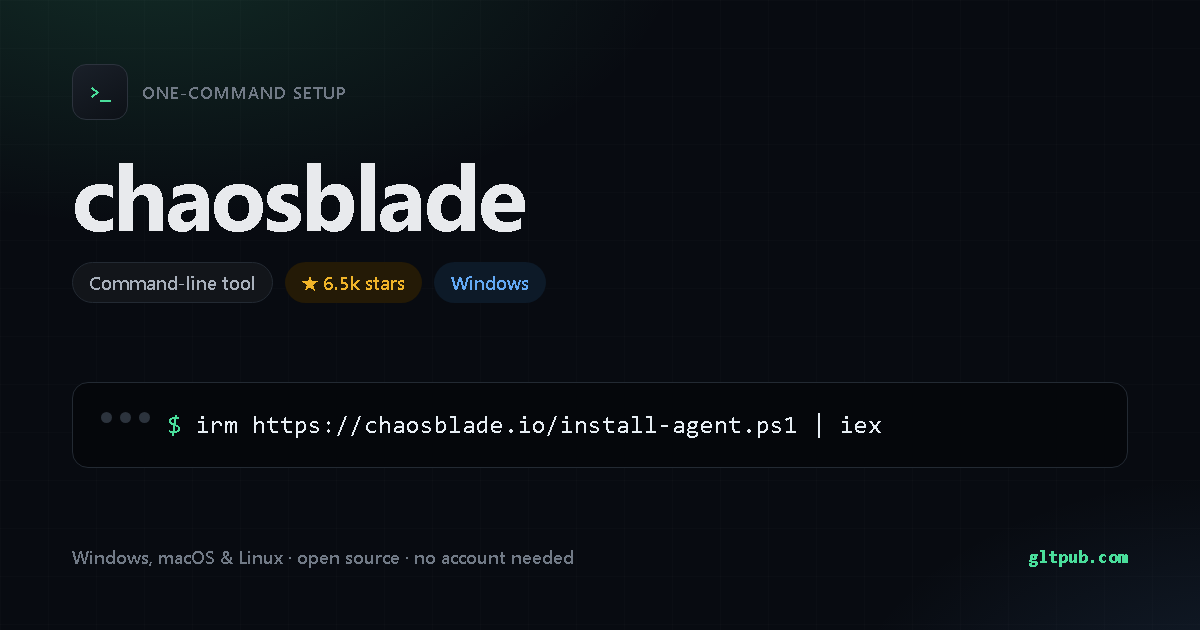 chaosblade one-command setup card, developer tool, for Windows, 6.5k stars on the project's repository