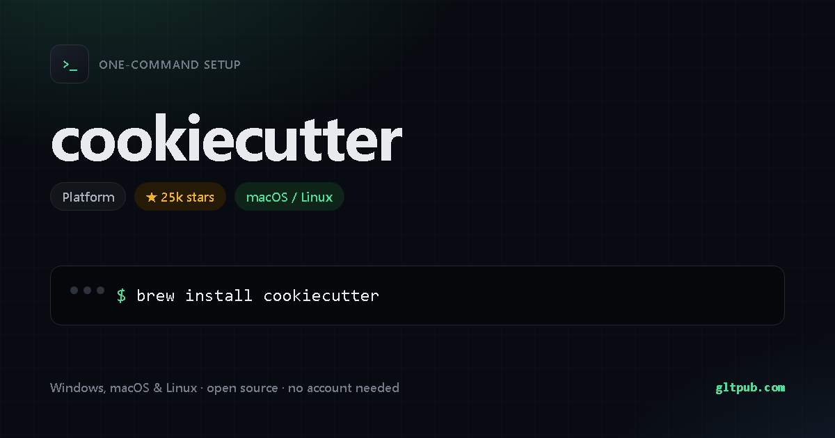 cookiecutter one-command setup card, platform, for macOS and Linux, 25k stars on the project's repository
