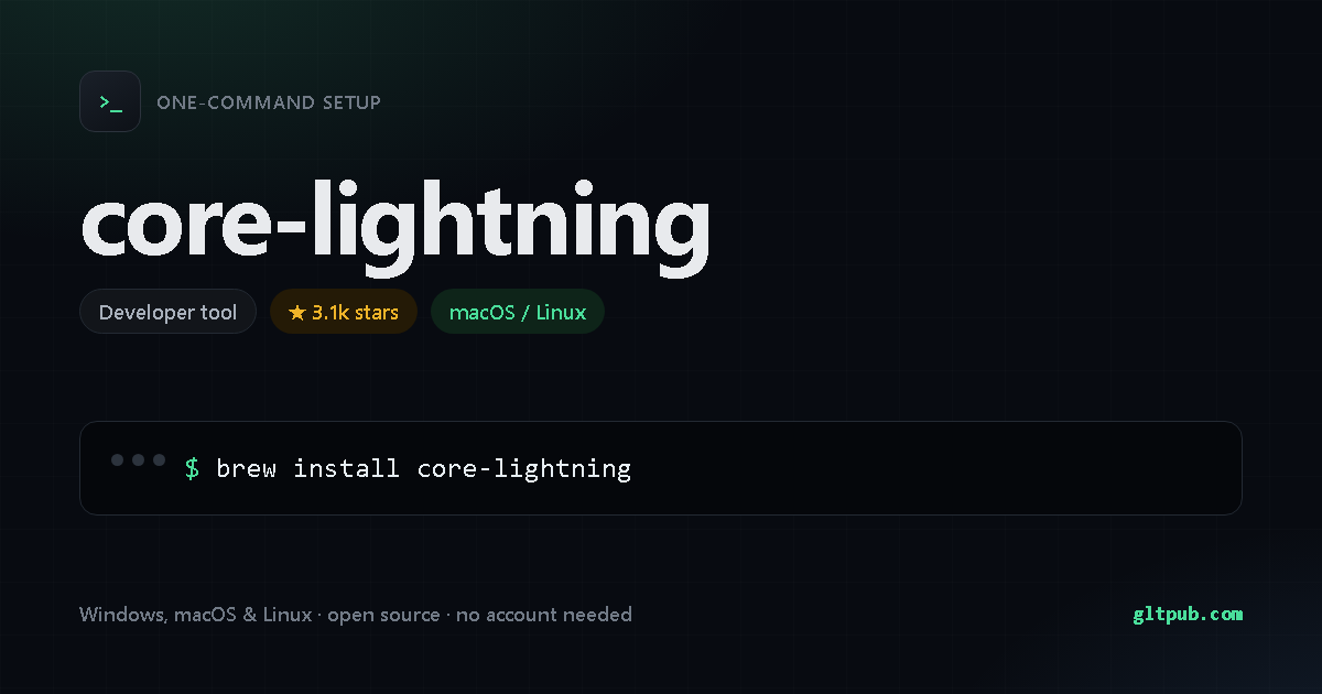 core-lightning one-command setup card, developer tool, for macOS and Linux, 3.1k stars on the project's repository