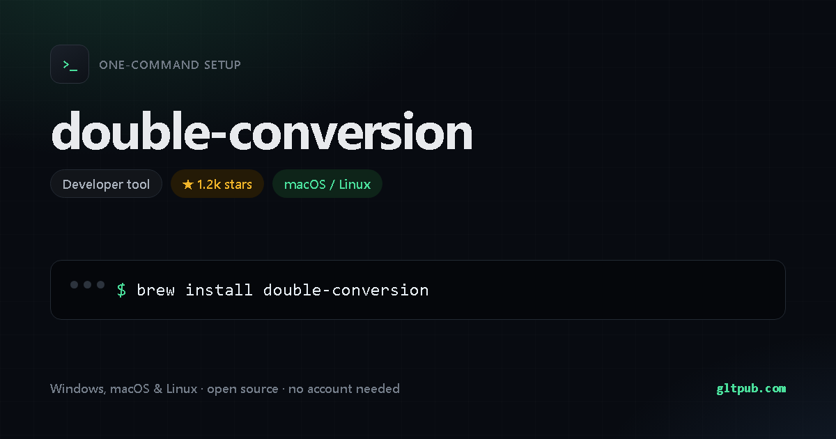 double-conversion one-command setup card, developer tool, for macOS and Linux, 1.2k stars on the project's repository