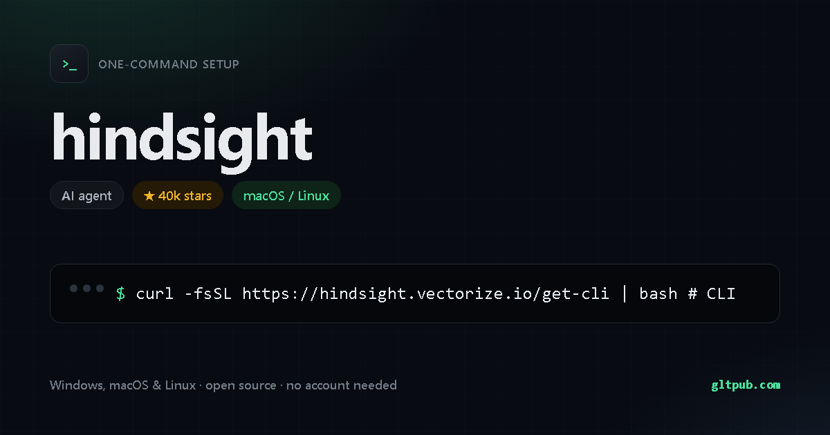 hindsight one-command setup card, ai agent, for macOS and Linux, 40k stars on the project's repository