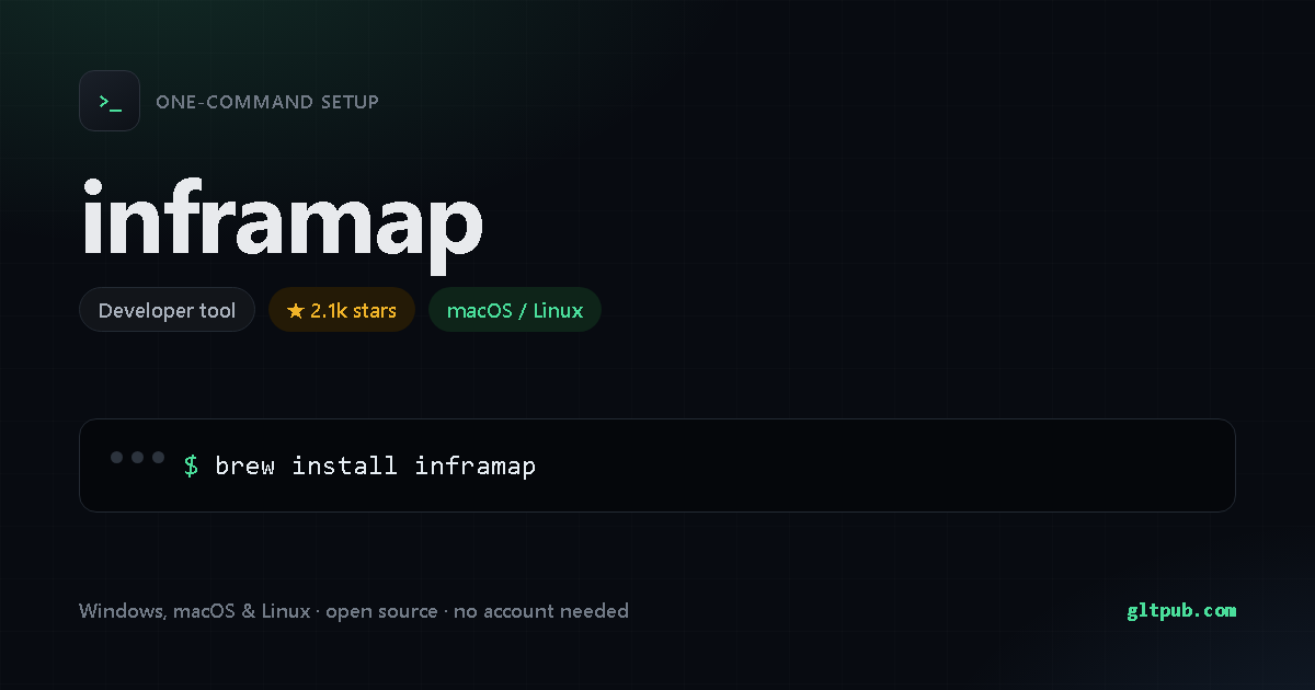 inframap one-command setup card, developer tool, for macOS and Linux, 2.1k stars on the project's repository