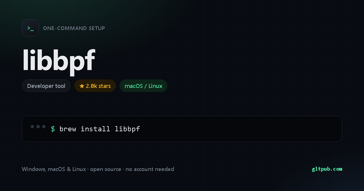libbpf one-command setup card, developer tool, for macOS and Linux, 2.8k stars on the project's repository