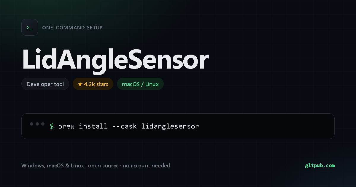 LidAngleSensor one-command setup card, developer tool, for macOS and Linux, 4.2k stars on the project's repository