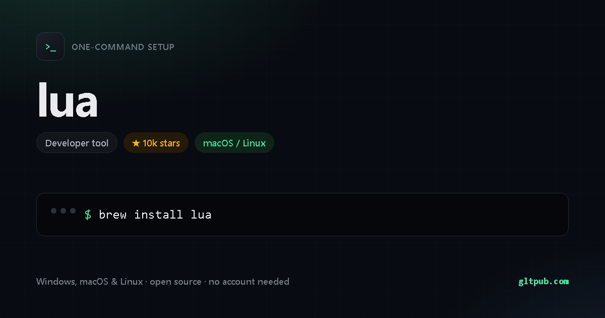 lua one-command setup card, developer tool, for macOS and Linux, 10k stars on the project's repository