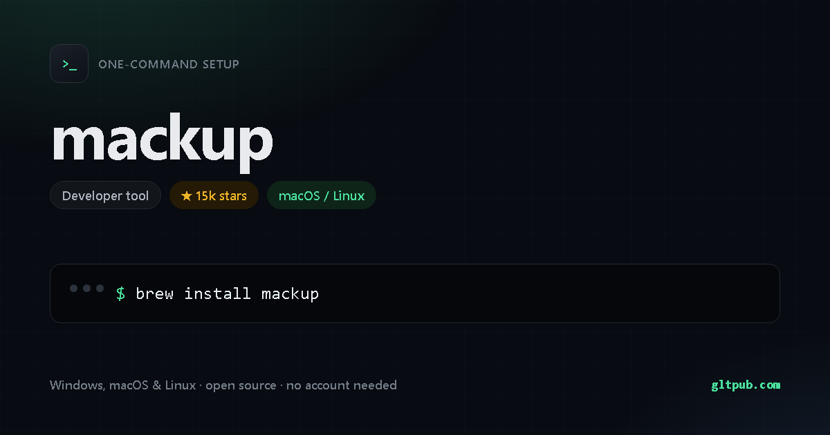 mackup one-command setup card, developer tool, for macOS and Linux, 15k stars on the project's repository