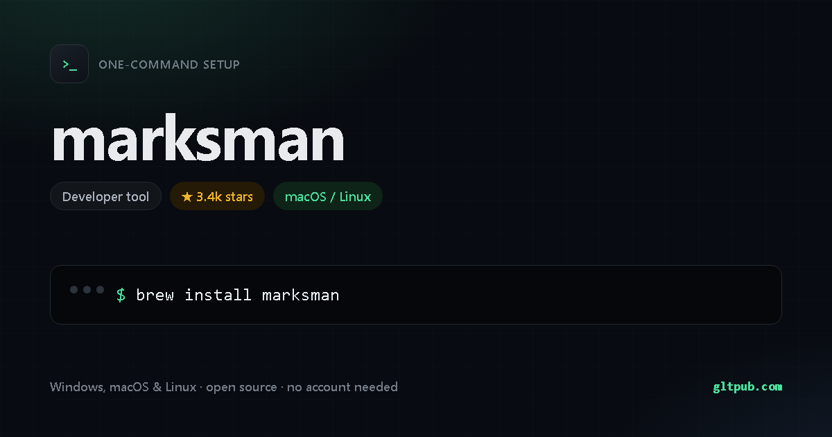 marksman one-command setup card, developer tool, for macOS and Linux, 3.4k stars on the project's repository