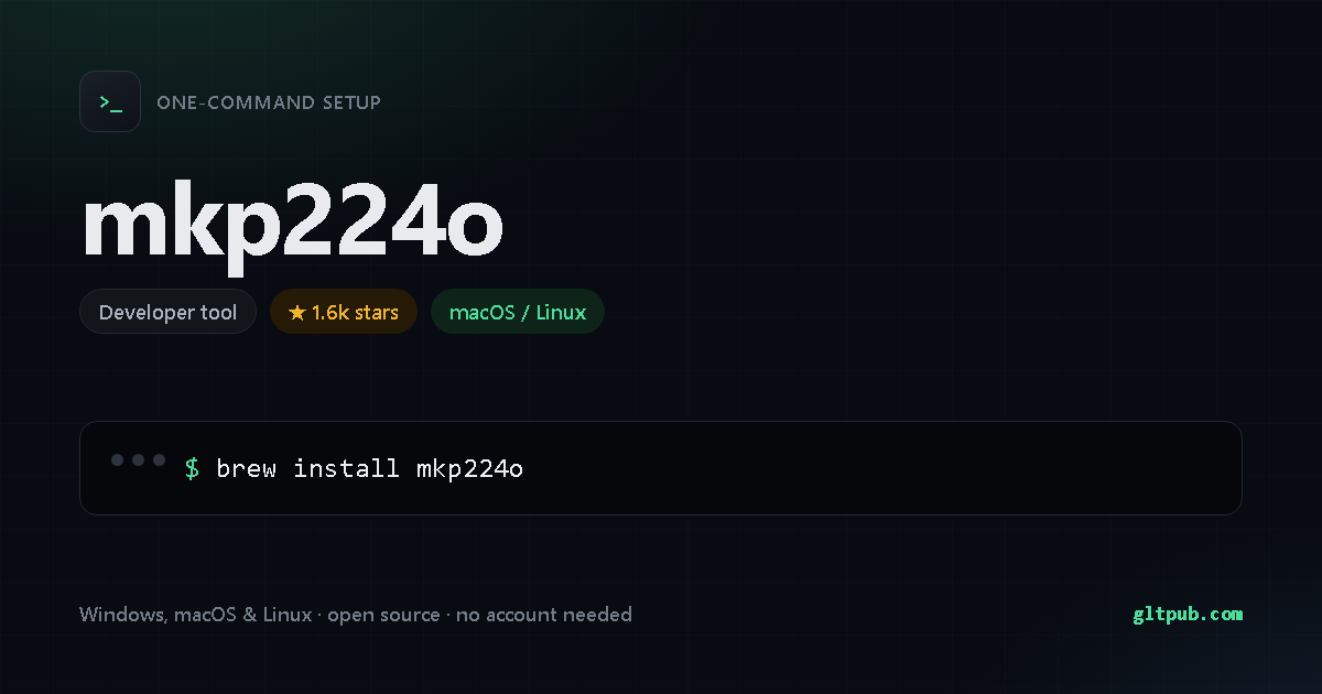 mkp224o one-command setup card, developer tool, for macOS and Linux, 1.6k stars on the project's repository