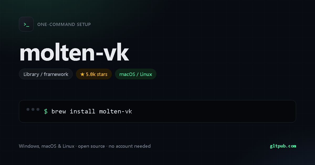 molten-vk one-command setup card, library / framework, for macOS and Linux, 5.8k stars on the project's repository