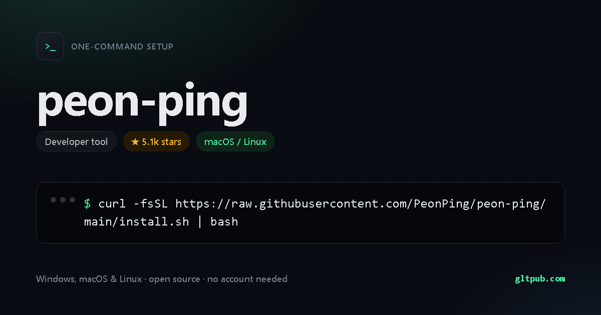 peon-ping one-command setup card, developer tool, for macOS and Linux, 5.1k stars on the project's repository