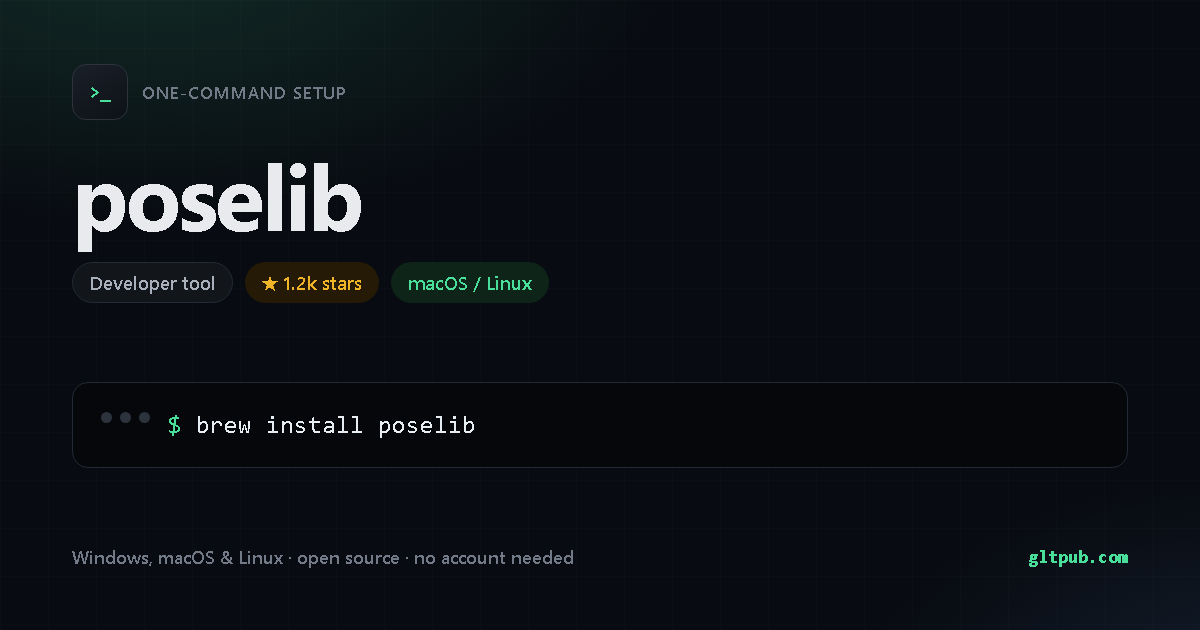 poselib one-command setup card, developer tool, for macOS and Linux, 1.2k stars on the project's repository