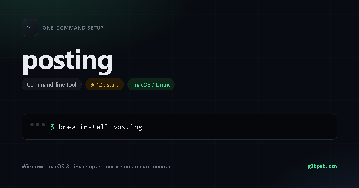 posting one-command setup card, command-line tool, for macOS and Linux, 12k stars on the project's repository