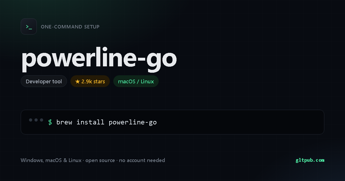 powerline-go one-command setup card, developer tool, for macOS and Linux, 2.9k stars on the project's repository