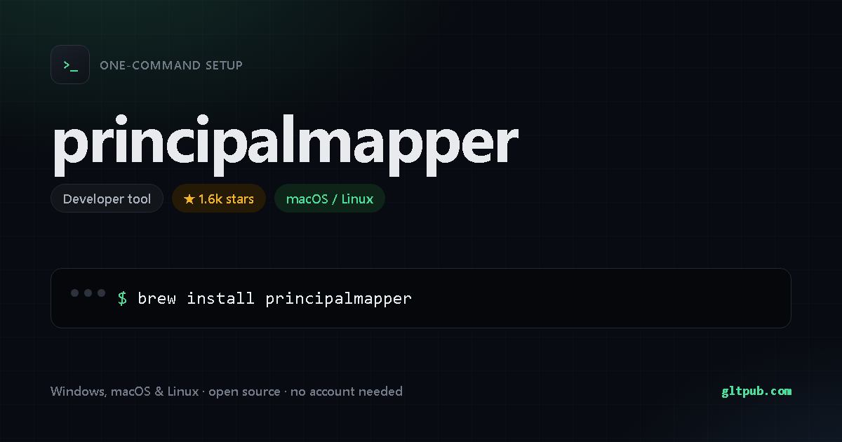 principalmapper one-command setup card, developer tool, for macOS and Linux, 1.6k stars on the project's repository
