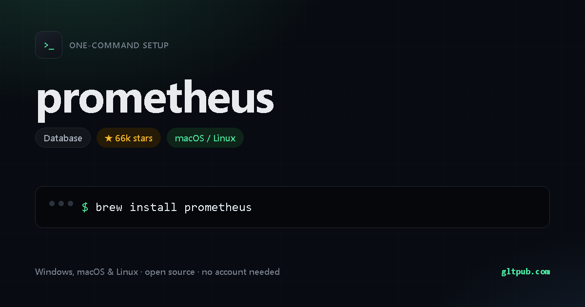 prometheus one-command setup card, database, for macOS and Linux, 66k stars on the project's repository