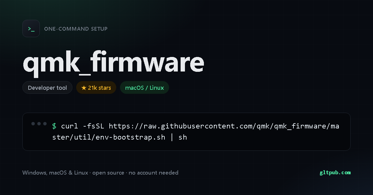 qmk_firmware one-command setup card, developer tool, for macOS and Linux, 21k stars on the project's repository