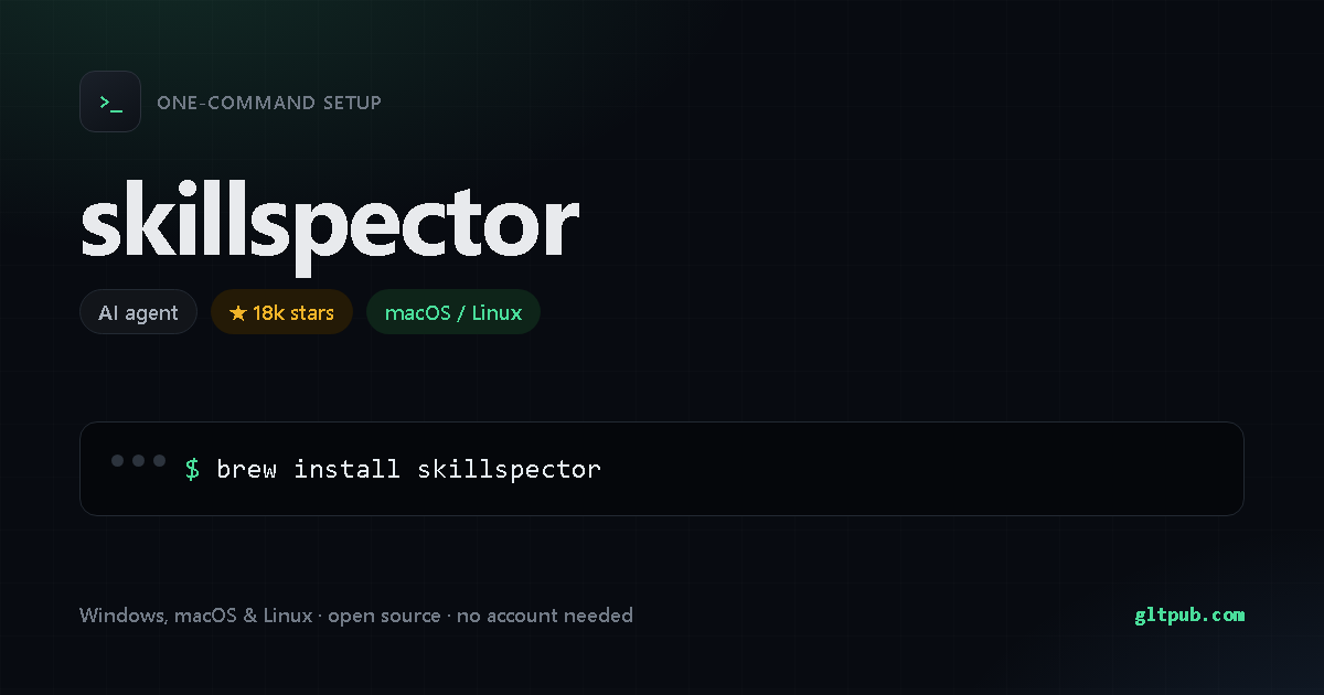 skillspector one-command setup card, ai agent, for macOS and Linux, 18k stars on the project's repository