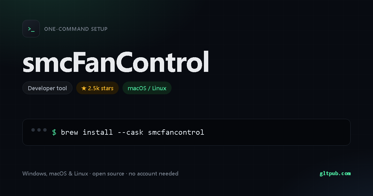 smcFanControl one-command setup card, developer tool, for macOS and Linux, 2.5k stars on the project's repository