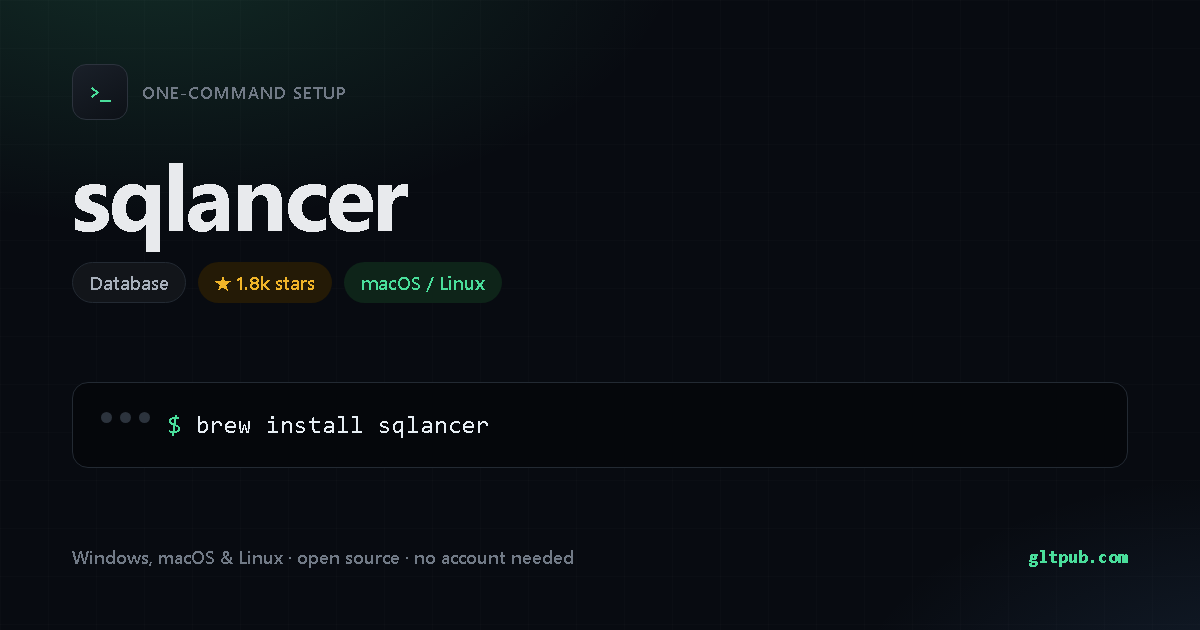 sqlancer one-command setup card, database, for macOS and Linux, 1.8k stars on the project's repository