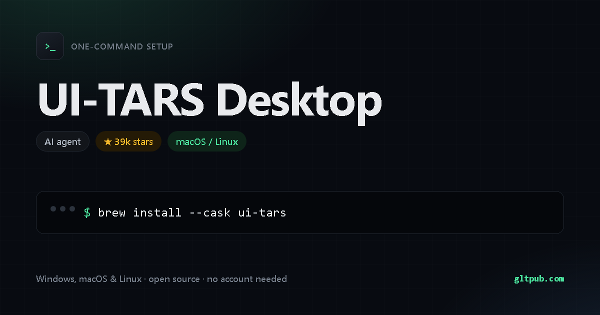 UI-TARS Desktop one-command setup card, ai agent, for macOS and Linux, 39k stars on the project's repository