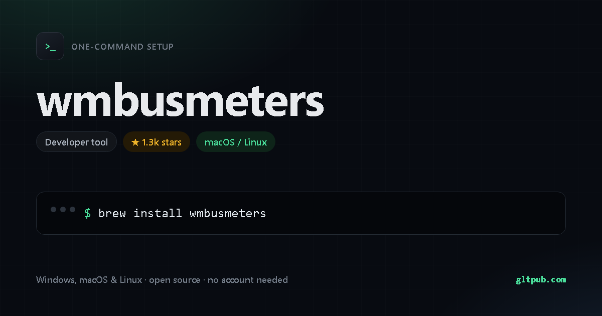 wmbusmeters one-command setup card, developer tool, for macOS and Linux, 1.3k stars on the project's repository