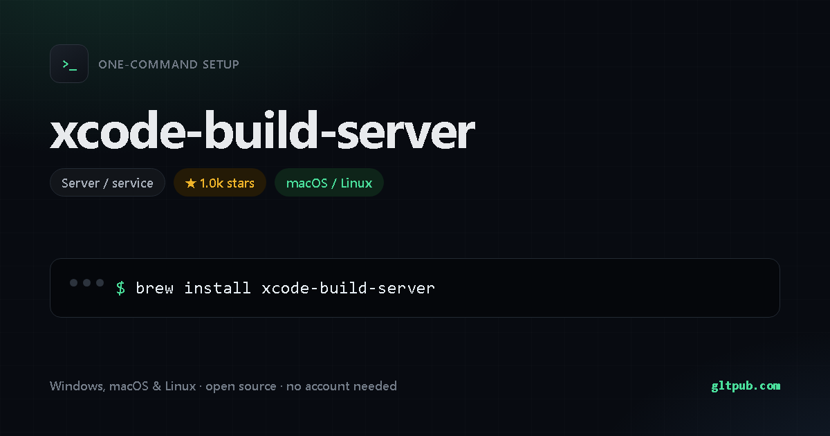 xcode-build-server one-command setup card, server / service, for macOS and Linux, 1.0k stars on the project's repository